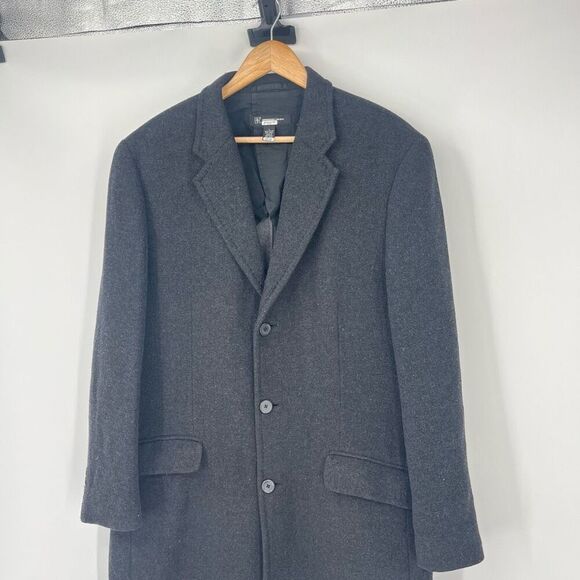 INC International Concepts Single Breasted Black Wool Blend Pea Coat Mens Large - Picture 4 of 8